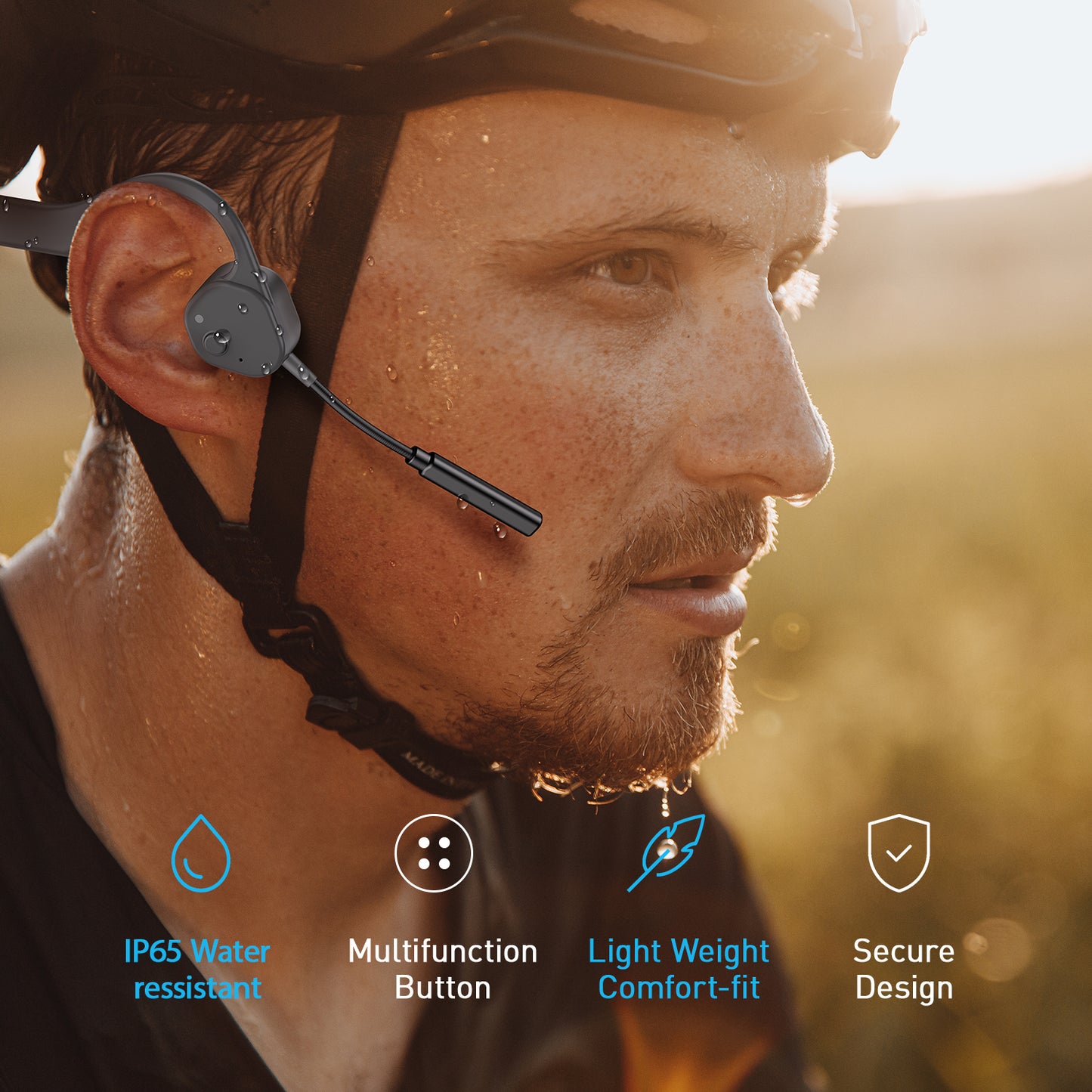 Vidonn Bone Conduction Headphones with Microphone  Wireless Commercial Use (S/M)