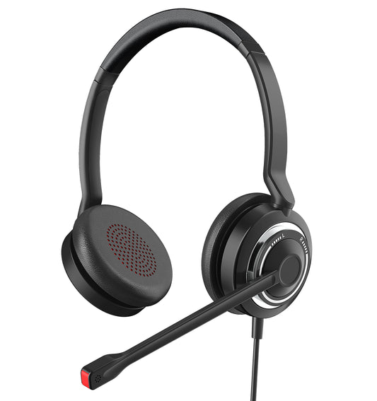 Vidonn X5D USB-A / USB-C Wired Noise-Cancelling Call Center Headset, AI ENC Binaural Business Headset with 330° Rotatable Boom Mic, Driver-Free Plug & Play for Windows, macOS and Linux, for Office, Softphone and Customer Service